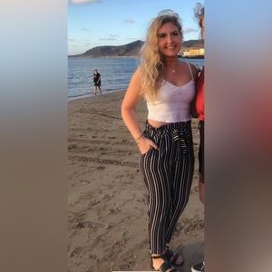 Striped Paper Bag Pants